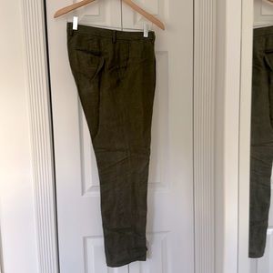 Jcrew Baird McNutt Irish linen Bowery slim pants 30x30 in light sage herringbone